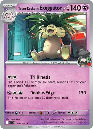 Team Rocket's exeggutor 078 - Reverse Holofoil ME Ascended Heroes