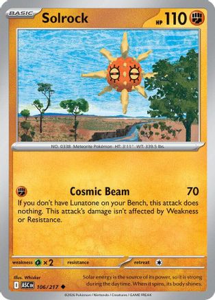 Solrock 106 - Reverse Holofoil ME Ascended Heroes