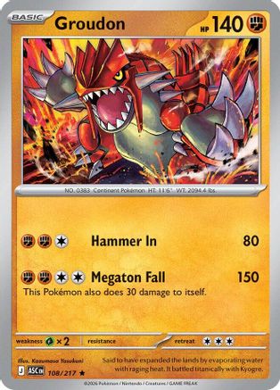 Groudon 108 - Reverse Holofoil ME Ascended Heroes