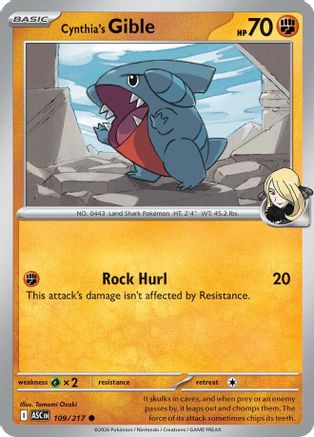 Cynthia's Gible 109 ME Ascended Heroes