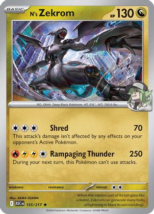 N's Zekrom 155 - Reverse Holofoil ME Ascended Heroes