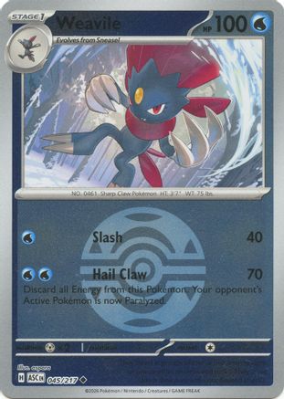 Weavile 045/217 - Reverse Holofoil ME Ascended Heroes