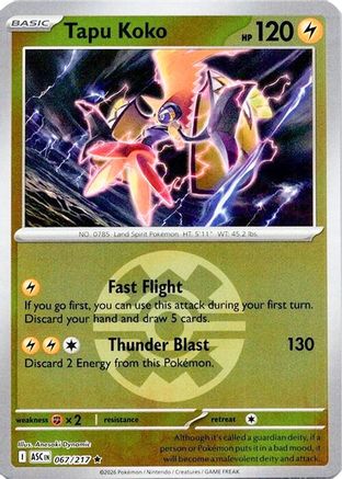 Tapu Koko (Quick Ball) 067 - Reverse Holofoil ME Ascended Heroes