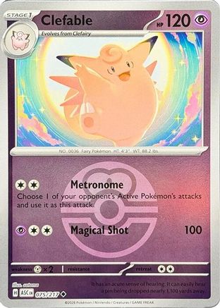 Clefable (Love Ball) 075 - Reverse Holofoil ME Ascended Heroes