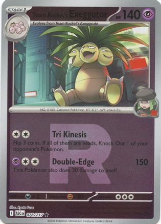 Team Rocket's exeggutor (Team Rocket) 078 - Reverse Holofoil ME Ascended Heroes