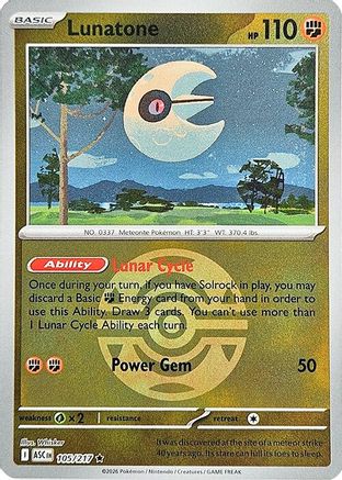 Lunatone (Dusk Ball) 105 - Reverse Holofoil ME Ascended Heroes