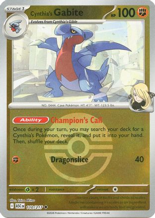 Cynthia's Gabite (Poke Ball) 110 - Reverse Holofoil ME Ascended Heroes