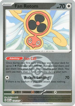 Fan Rotom 171/217 - Reverse Holofoil ME Ascended Heroes
