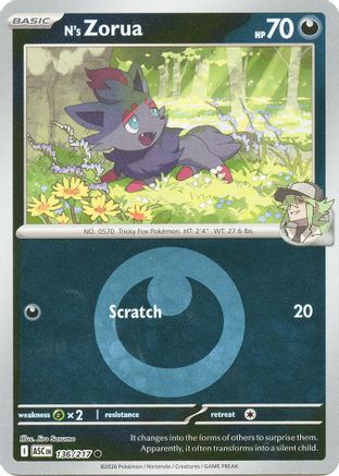 N's Zorua (Energy Symbol Pattern) 136 - Reverse Holofoil ME Ascended Heroes