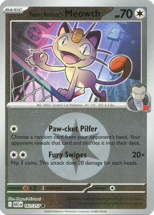 Team Rocket's Meowth (Energy Symbol Pattern) 161 - Reverse Holofoil ME Ascended Heroes