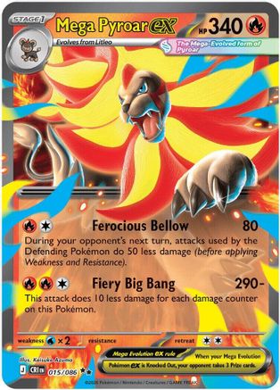 Mega Pyroar ex 015/086 - Holofoil ME04 Chaos Rising