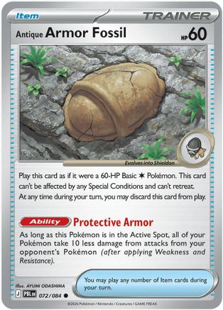 Antique Armor Fossil 072 - Reverse Holofoil ME05 Pitch Black
