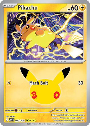 Pikachu 030/128 - Holofoil ME 30th Celebration