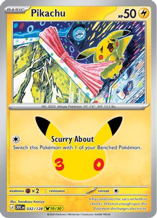 Pikachu 032/128 - Holofoil ME 30th Celebration