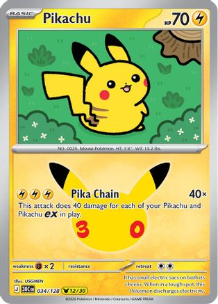 Pikachu 034/128 - Holofoil ME 30th Celebration