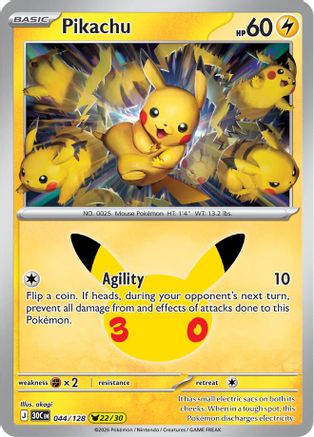 Pikachu 044/128 - Holofoil ME 30th Celebration