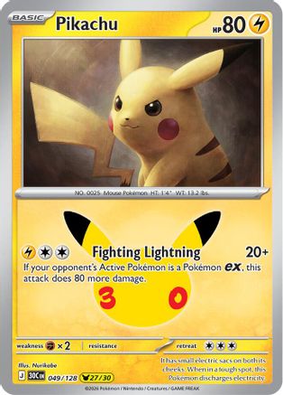 Pikachu 049/128 - Holofoil ME 30th Celebration