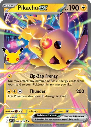 Pikachu ex 054/128 - Holofoil ME 30th Celebration