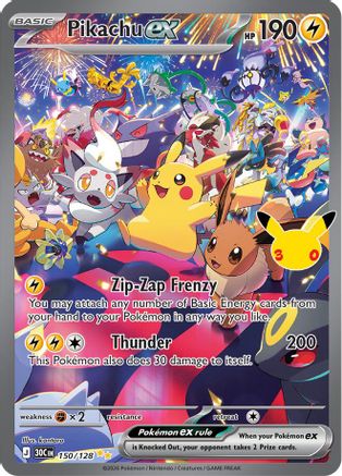 Pikachu ex 150/128 - Holofoil ME 30th Celebration