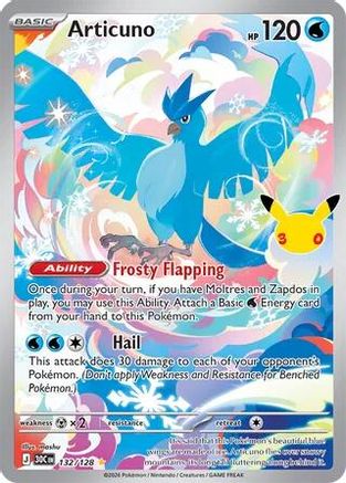 Articuno 132/128 - Holofoil ME 30th Celebration