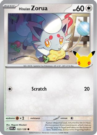 Hisuian Zorua 122/128 - Holofoil ME 30th Celebration