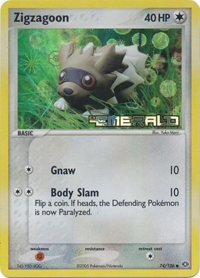 Zigzagoon (74/106) (Stamped) [EX: Emerald]