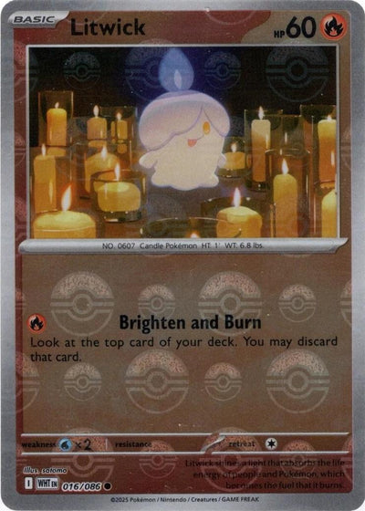 Litwick (Poke Ball Pattern) 016/086  - Holofoil SV White Flare