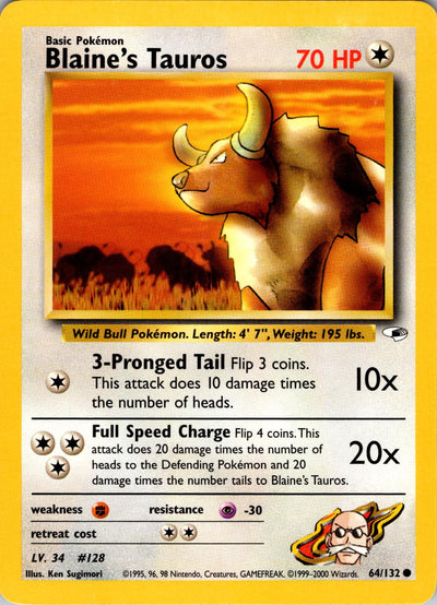 Blaine's Tauros (64/132) [Gym Heroes Unlimited]