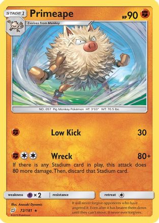 Primeape (72/181) [Sun & Moon: Team Up]