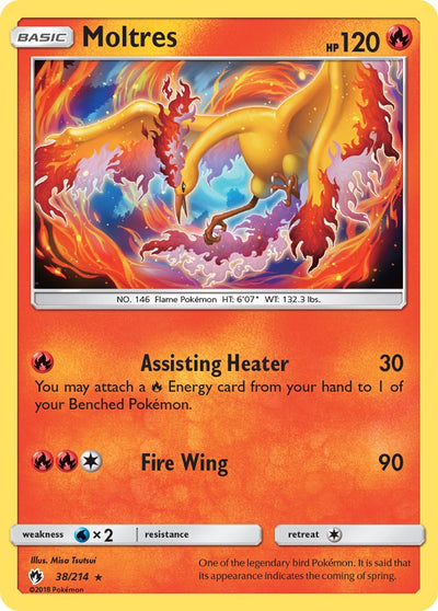 Moltres (38/214) (Let's Play, Eevee) Cracked Ice Holo) (Theme Deck Exclusive) [Sun & Moon: Lost Thunder]