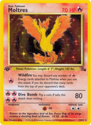 Moltres (12/62) [Fossil 1st Edition]