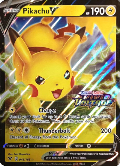 Pikachu V (043/185) (Vivid Voltage Stamp) [Sword & Shield: Vivid Voltage]