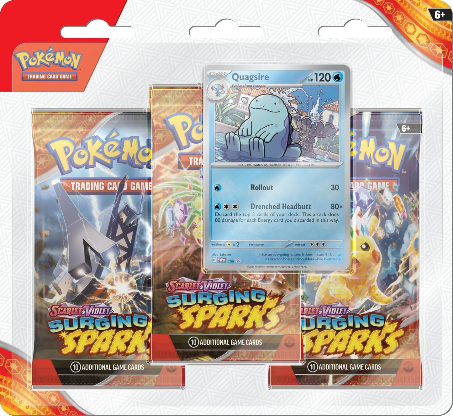 (Pre-Order) Pokemon Scarlet & Violet: Surging Sparks - 3 Pack Blisters (Quagsire) - Nov 8