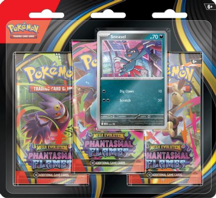 Pokemon Mega Evolution: Phantasmal Flames 3 Pack Blister [Sneasel]