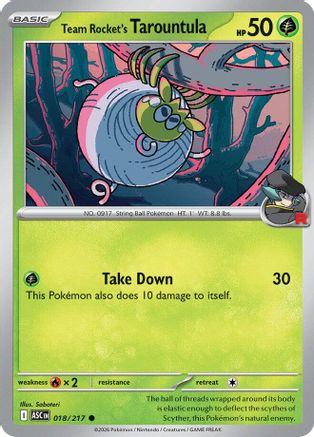 Team Rocket's Tarountula 018  - Reverse Holofoil ME Ascended Heroes