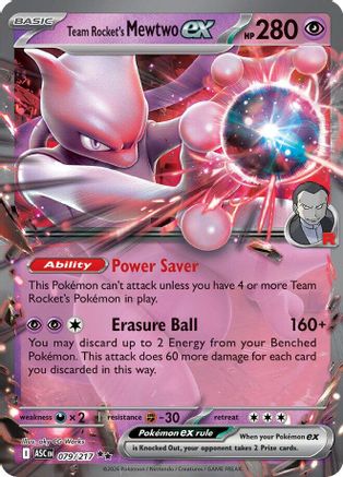 Team Rocket's Mewtwo ex 079/217  - Holofoil ME Ascended Heroes