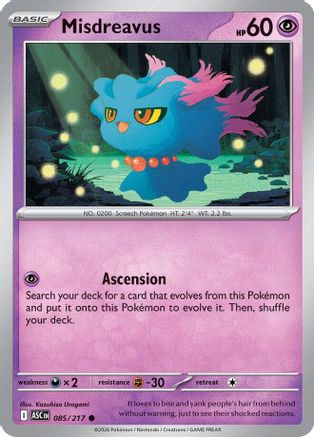 Misdreavus 085/217  - Reverse Holofoil ME Ascended Heroes