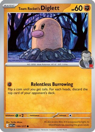 Team Rocket's Diglett 100  - Reverse Holofoil ME Ascended Heroes
