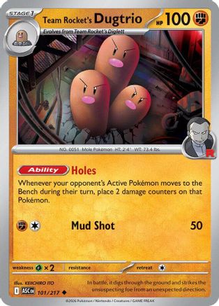 Team Rocket's Dugtrio 101/217  - Reverse Holofoil ME Ascended Heroes