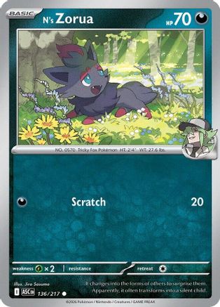N's Zorua 136  - Reverse Holofoil ME Ascended Heroes
