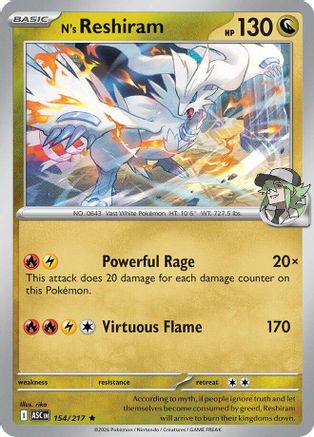 N's Reshiram 154  - Reverse Holofoil ME Ascended Heroes