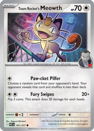 Team Rocket's Meowth 161  - Reverse Holofoil ME Ascended Heroes