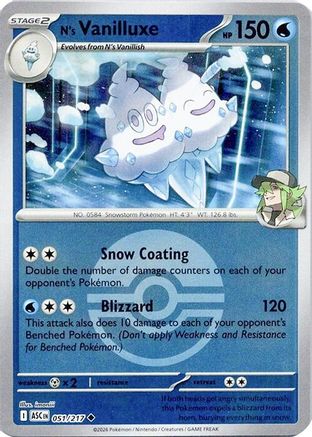 N's Vanilluxe (Poke Ball) 051  - Reverse Holofoil ME Ascended Heroes