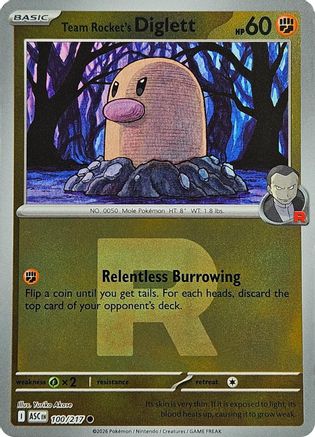 Team Rocket's Diglett (Team Rocket) 100  - Reverse Holofoil ME Ascended Heroes