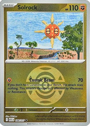 Solrock (Dusk Ball) 106  - Reverse Holofoil ME Ascended Heroes