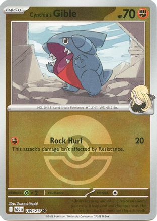 Cynthia's Gible (Poke Ball) 109  - Reverse Holofoil ME Ascended Heroes