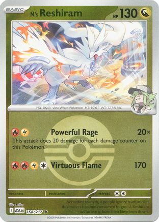 N's Reshiram (Poke Ball) 154  - Reverse Holofoil ME Ascended Heroes