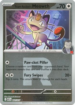 Team Rocket's Meowth (Team Rocket) 161  - Reverse Holofoil ME Ascended Heroes