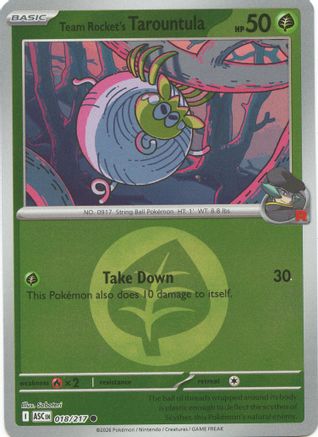 Team Rocket's Tarountula (Energy Symbol Pattern) 018  - Reverse Holofoil ME Ascended Heroes