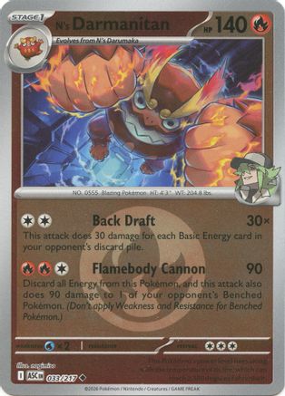N's Darmanitan (Energy Symbol Pattern) 033  - Reverse Holofoil ME Ascended Heroes